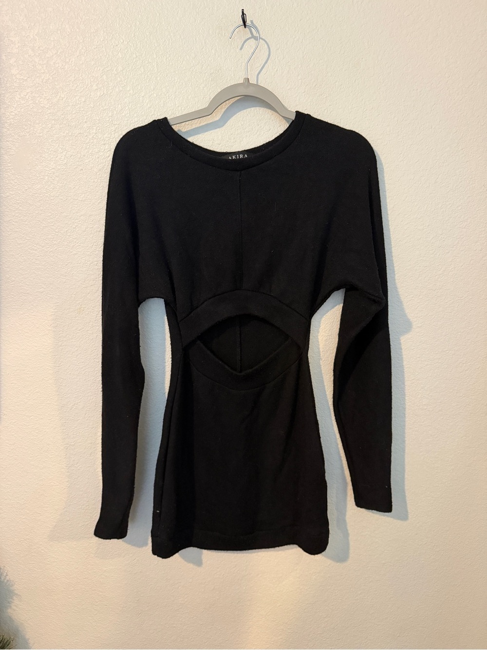 AKIRA Black Swester Long Sleeve Waist Cutout Dress